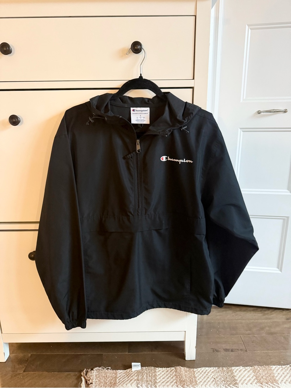 Champion Black Hooded Pullover Rain Jacket